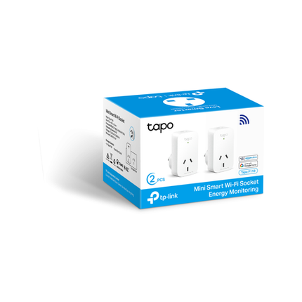 TP-Link Tapo Mini Wi-Fi Smart Plug With Energy Monitoring - 2 Pack