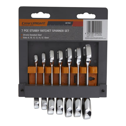 Craftright 7 Piece Stubby Ratchet Spanner Set