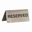 Stainless steel A-frame table sign reading RESERVED