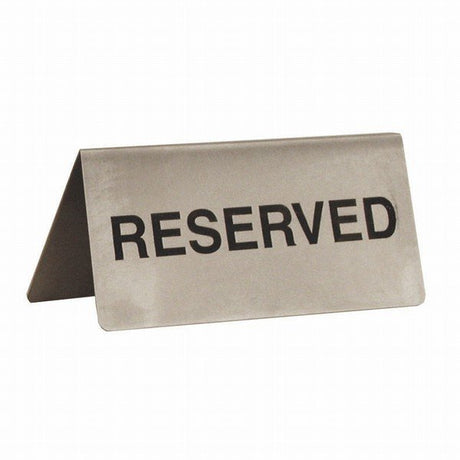 Stainless steel A-frame table sign reading RESERVED