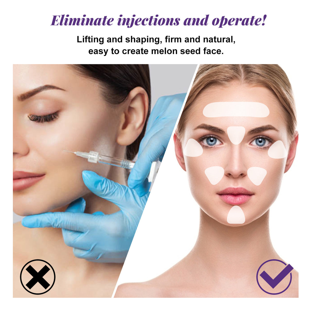 EELHOE Facial Wrinkle Patch, Droop Decree Line Lift Facial Skin Tightens Mouth Line Cheek Patch