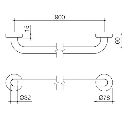 Caroma Home Collection 900mm Grab Rail - Chrome