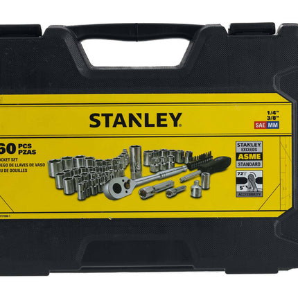 Stanley 60 Piece 1/4” And 3/8” Drive Socket Set