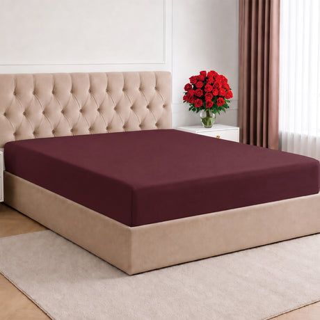 LinenCart Brushed Microfibre Fitted Sheet Set Maroon.