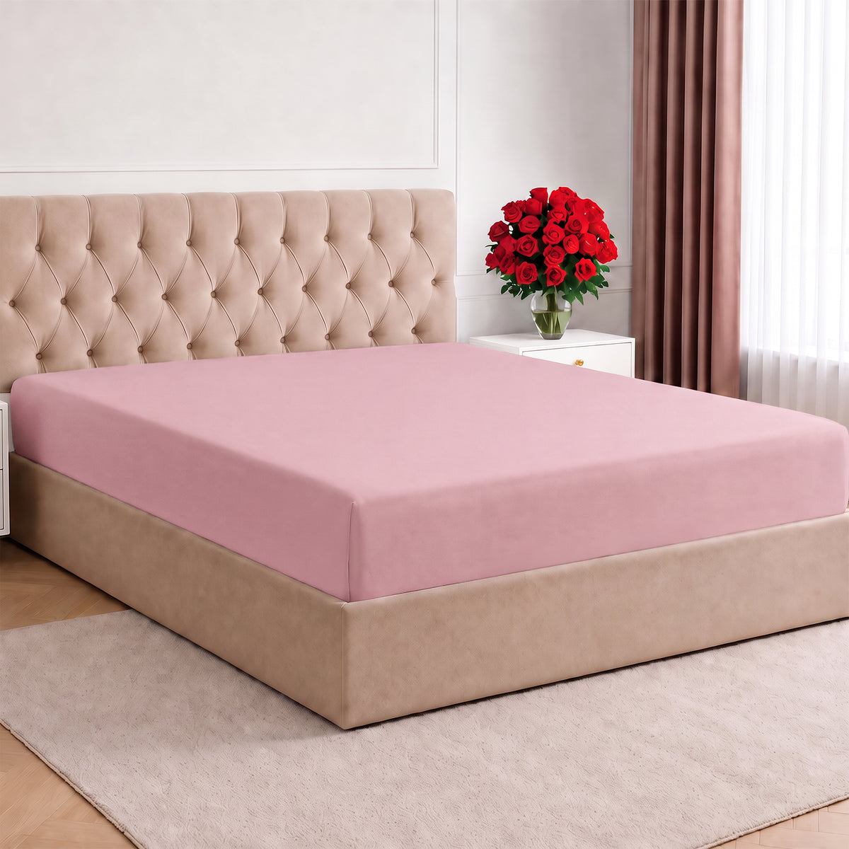 LinenCart Brushed Microfibre Fitted Sheet Pink.