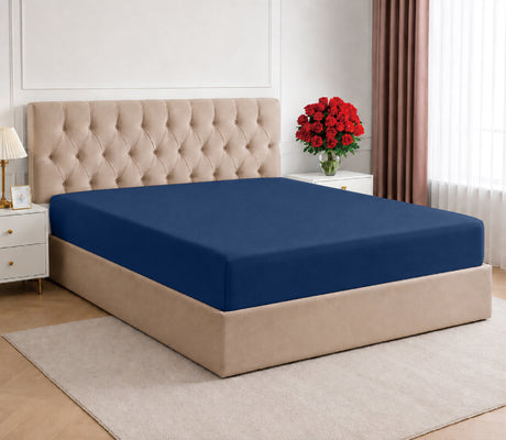 LinenCart Brushed Microfibre Fitted Sheet Set Navy.