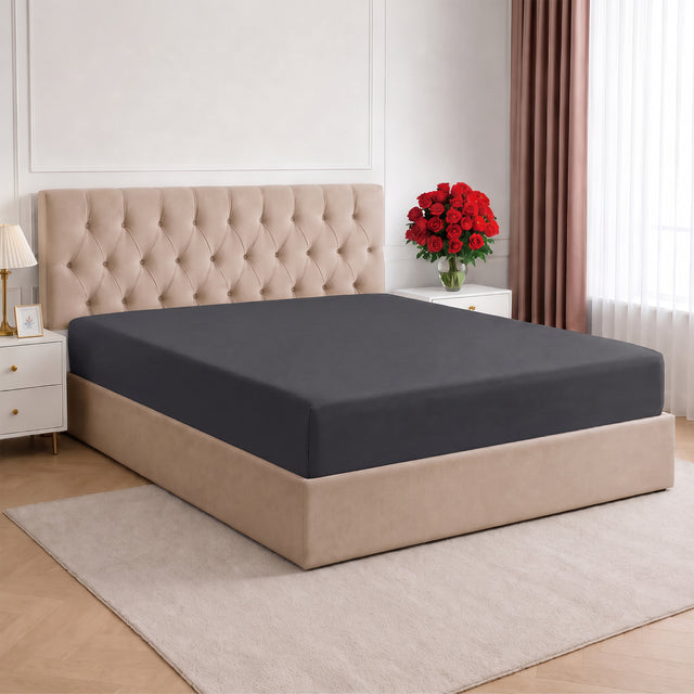 LinenCart Brushed Microfibre Fitted Sheet Charcoal.