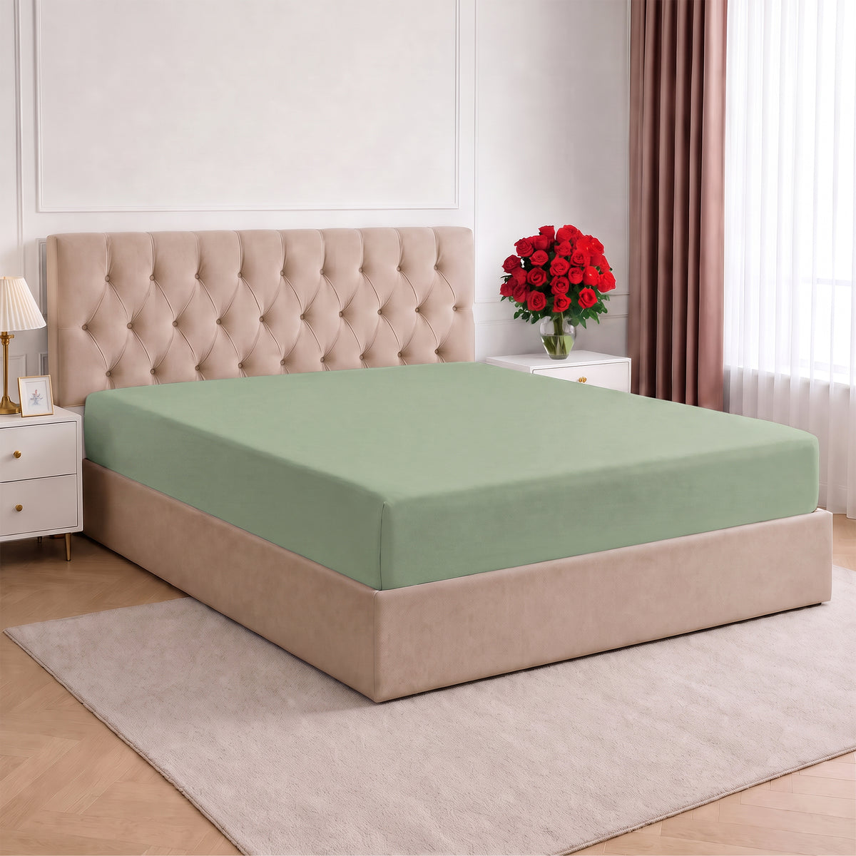 LinenCart Brushed Microfibre Fitted Sheet Set Green.