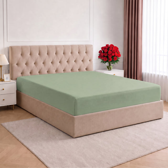 LinenCart Brushed Microfibre Fitted Sheet Set Green.
