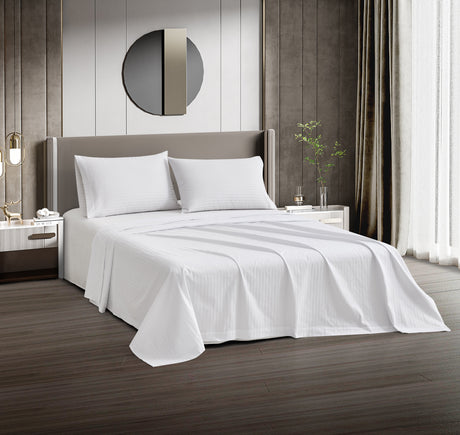 Dolphy Linen 50/50 Polycotton 10mm Satin Stripe White Commercial Pillowcase