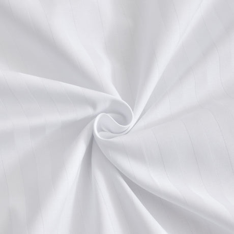 Dolphy Linen 50/50 Polycotton 10mm Satin Stripe White Commercial Sheet Set
