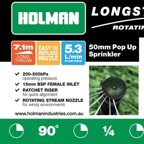 Holman 50mm 1/4 Spray Longstream Rotating Pop Up Sprinkler