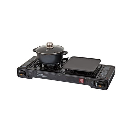 Gasmate Butane Twin Stove with Hotplate & Pot Set