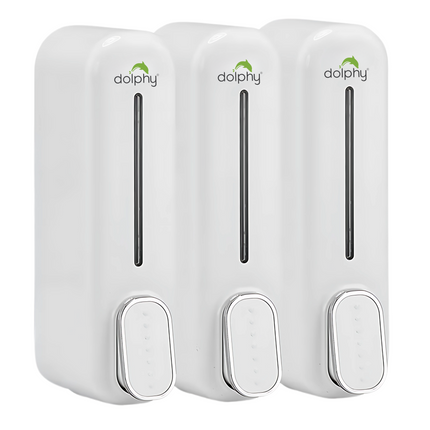 Dolphy Multi Compatible ABS Wall Mount Soap Dispenser 300ml (Pack of 3)- White