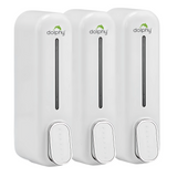 White ABS plastic wall mounted soap dispenser, 300ml.