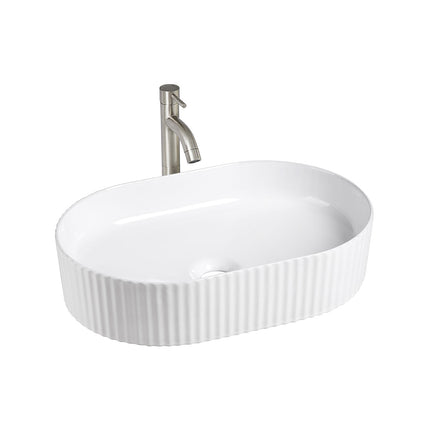 CIBO White Gloss Fluted Oval Basin