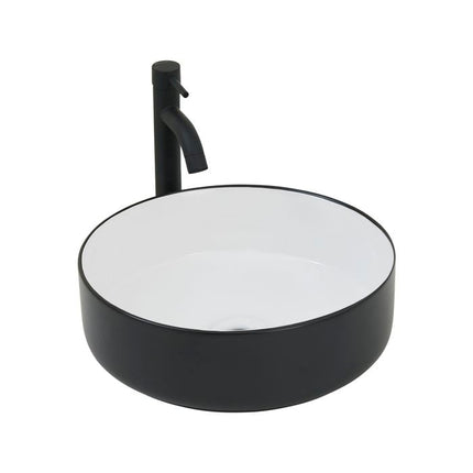 CIBO White / Black Round Thin Edge Ceramic Basin