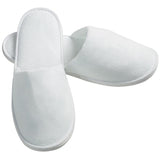 Velvet Closed Toe Guest Slippers, white