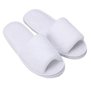 Coral Fleece Open Toe Guest Slippers, white