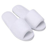 Coral Fleece Open Toe Guest Slippers, white