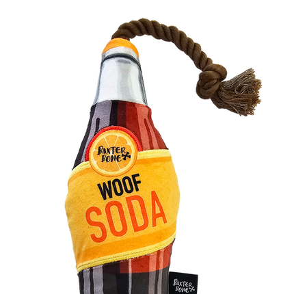 Baxter Bone Woof Soda With Rope Pet Toy