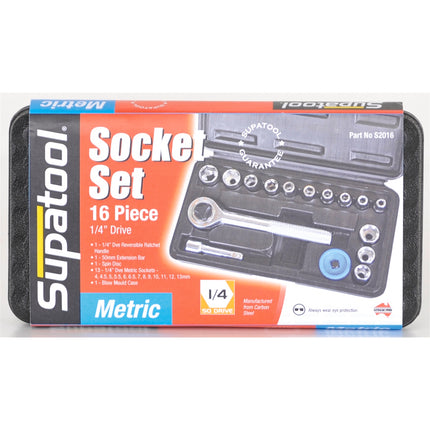 Supatool 1/4" Drive Socket Set - 16 Piece