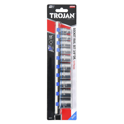 Trojan 10 Piece Socket Rail Set 3/8"