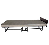 Black cotton foldable guest bed, single size.