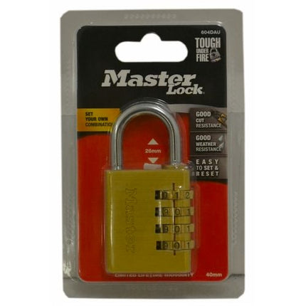 Master Lock Brass Combination Padlock 40mm