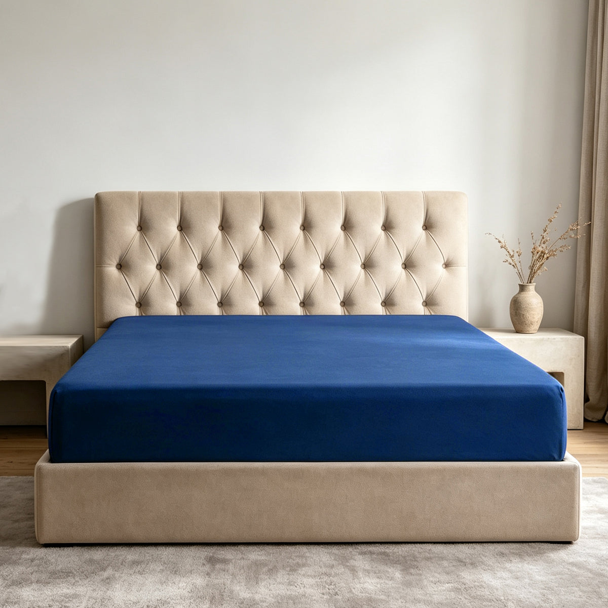 LinenCart Brushed Microfibre Fitted Sheet Set Navy.