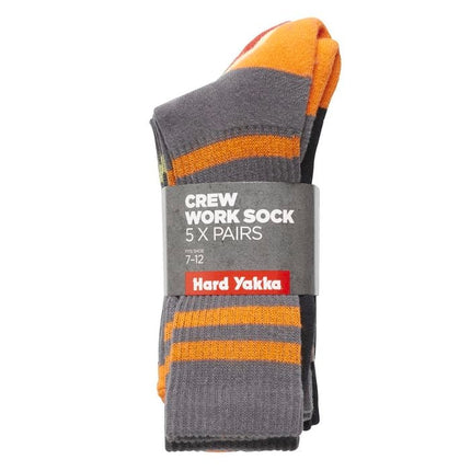 Hard Yakka Black 5 Pack Crew Work Socks - Size 7-12