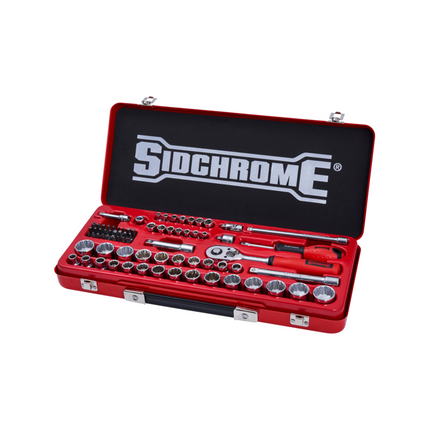 Sidchrome 75 Piece 1/4” And 3/8” Drive Met/AF Socket Set