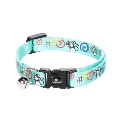 Flamingo Ziggi 20-35cm Mouse Motif Turquoise Cat Collar