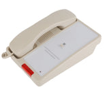 Dolphy beige wall mounted landline phone.
