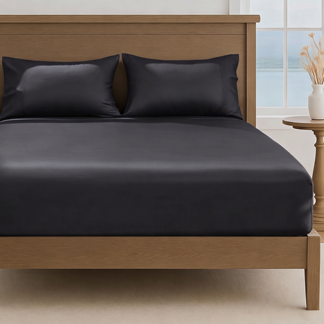 LinenCart 1000TC Brushed Microfibre Quilt Cover Set Black.