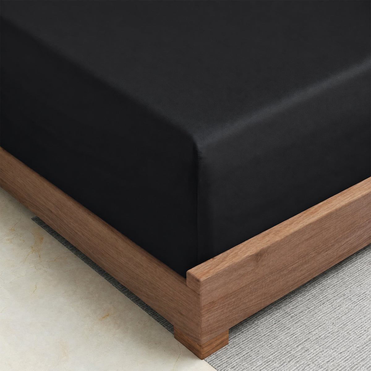 LinenCart Brushed Microfibre Fitted Sheet Set Black.