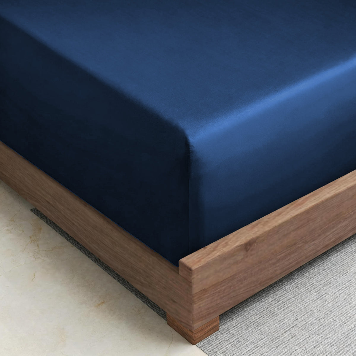 LinenCart Brushed Microfibre Fitted Sheet Navy.
