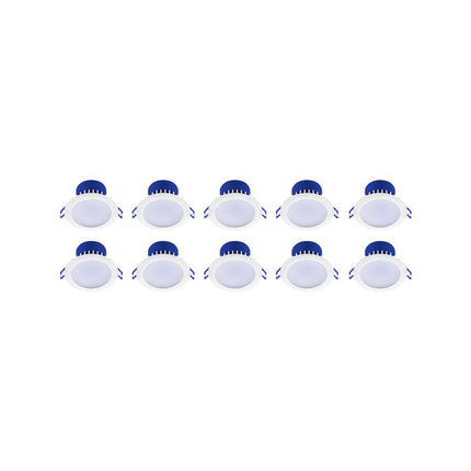 DETA 7W IP44 Tri-Colour Dimmable LED Downlight - 10 Pack