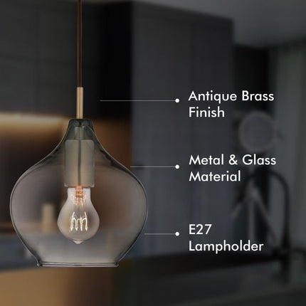 Verve Design Smokey Glass Cosmo Pendant Light Small