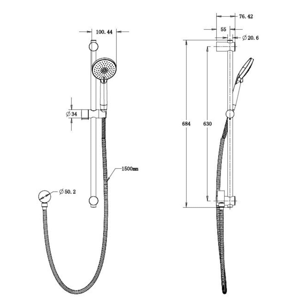 Flexispray WELS 3 Star 9L/min 3 Function Havana Rail Shower - Chrome