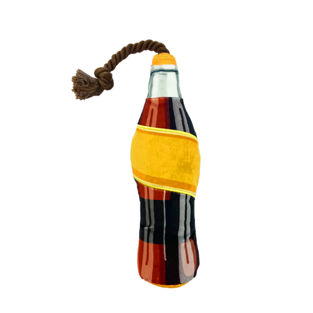 Baxter Bone Woof Soda With Rope Pet Toy