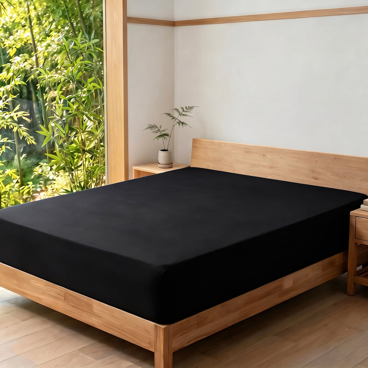 LinenCart Brushed Microfibre Fitted Sheet Set Black.