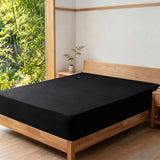 LinenCart Brushed Microfibre Fitted Sheet Set Black.