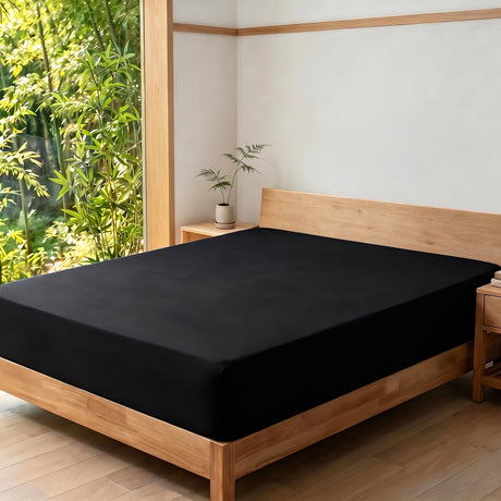 LinenCart Brushed Microfibre Fitted Sheet Black.