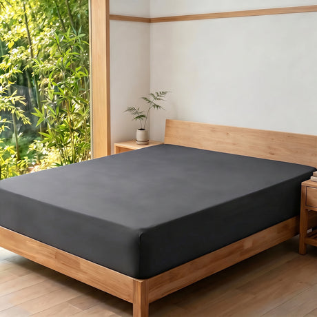 LinenCart Brushed Microfibre Fitted Sheet Set Charcoal.