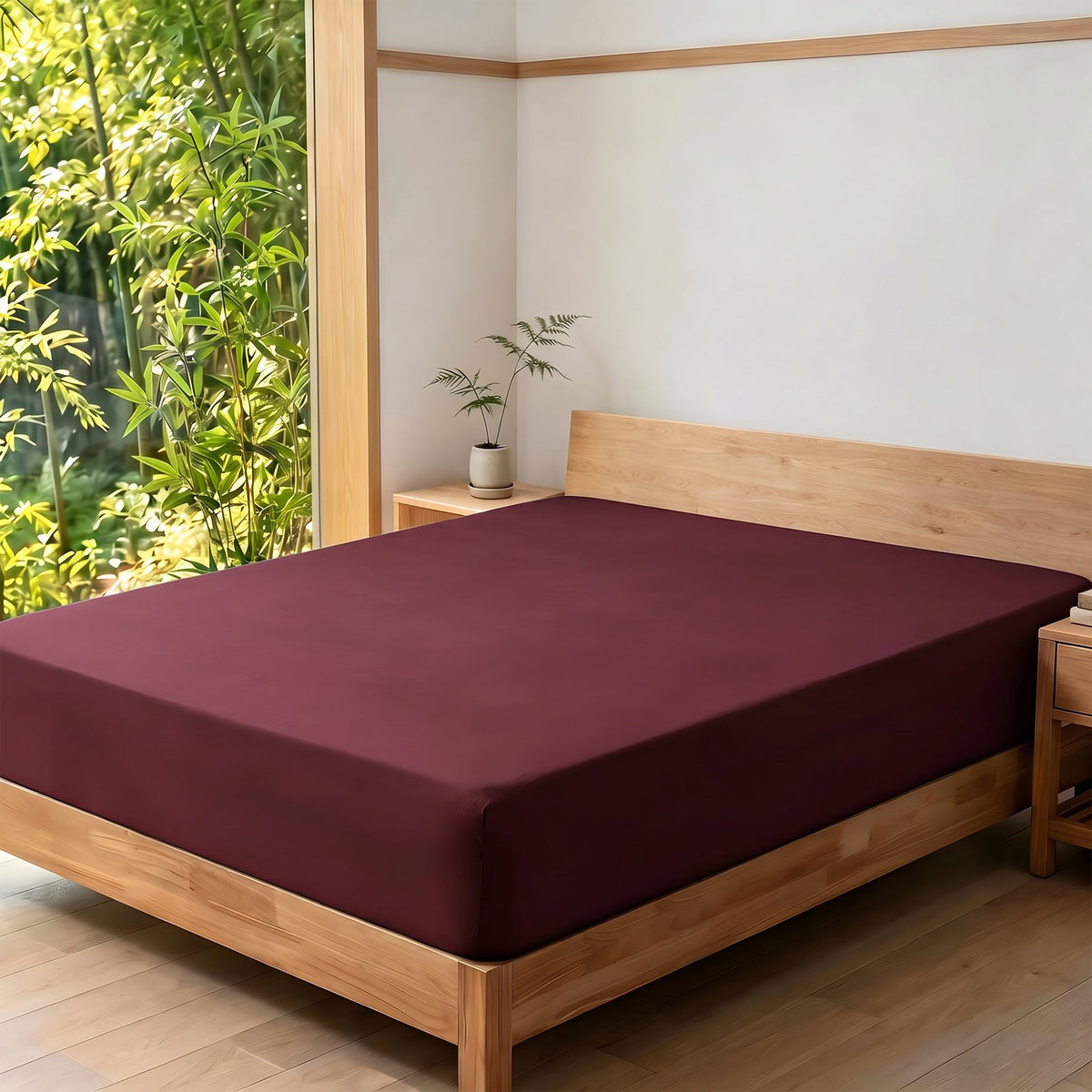 LinenCart Brushed Microfibre Fitted Sheet Set Maroon.