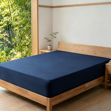 LinenCart Brushed Microfibre Fitted Sheet Set Navy.