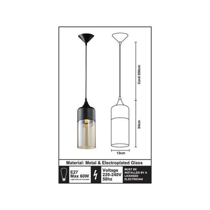 Home Design Ambra Cilindro Pendant Light