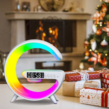 Smart G Lamp Night Light Bluetooth Speaker Wireless Charger LED RGB Alarm Clock