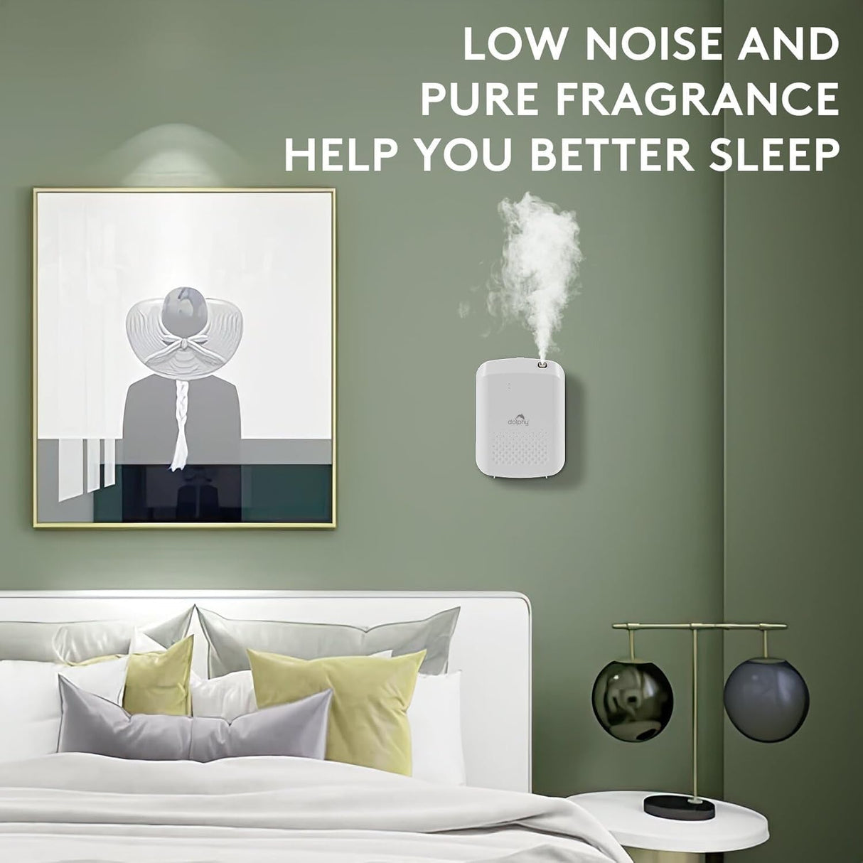 Dolphy Essential Oil Diffuser Dispenser with Bluetooth Control – 400 mL Capacity, Low-Noise Automatic Scent Machine with Light Sensor for Large Commercial Spaces – White